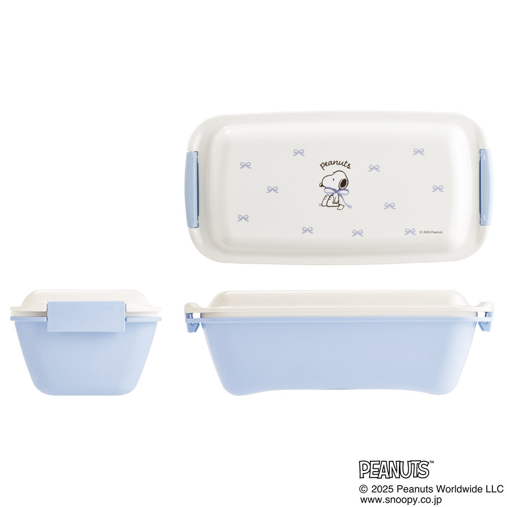 スケーター 洗いやすい弁当箱 パッキン溝の幅が広い ふわっと お弁当箱 530ml 1段 弁当 skater PTLB6B ブルーリボン スヌーピー SNOOPY ピーナッツ【子供 大人 バイオマス ランチボックス レンジ 食洗機 対応】