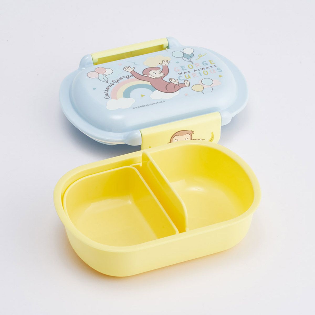 スケーター お弁当箱 子供 360ml 洗いやすい パッキン 日本製 食洗機対応 ふわっと型ふた skater QTAF2BA おさるのジョージ 27年 ひとまねこざる 男の子 女の子【キャラクター 1段 ランチボックス 丸型 幼稚園 キッズ】