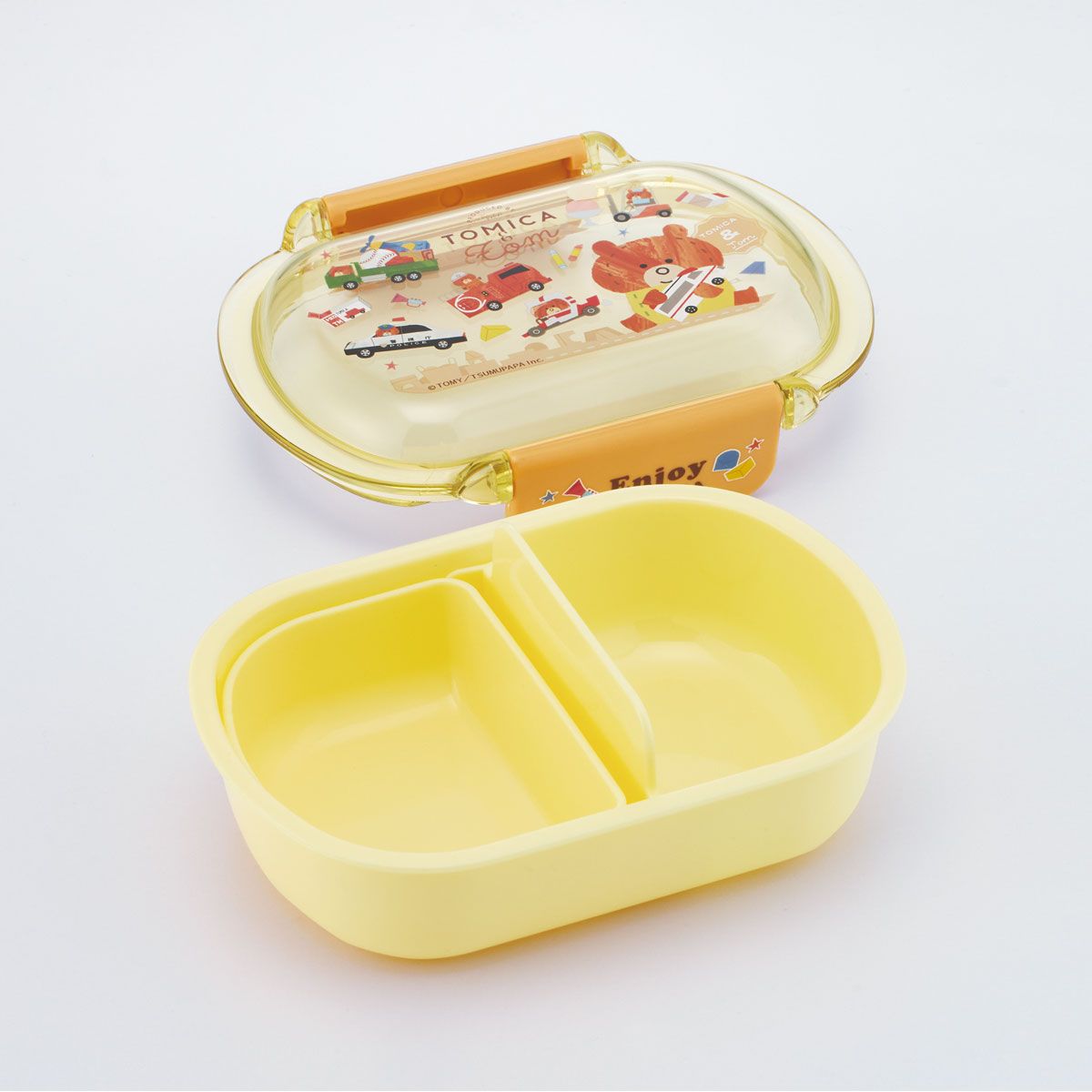 スケーター お弁当箱 子供 360ml 洗いやすい パッキン 日本製 食洗機対応 ふわっと型ふた skater QTAF2BA トミカとトム はたらくくるま トミカ&トム【キャラクター 1段 ランチボックス 丸型 幼稚園 キッズ】