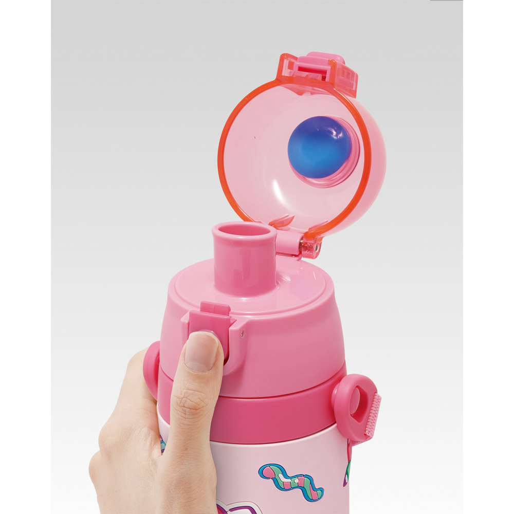 スケーター 水筒 立体プリント キッズ ワンタッチ 直飲み ステンレス 480ml かわいい skater SDPV5 ハローキティ キティちゃん サンリオ 女の子【保育園 幼稚園 ロック付き 保冷 ダイレクト ベルト付き プレゼント】