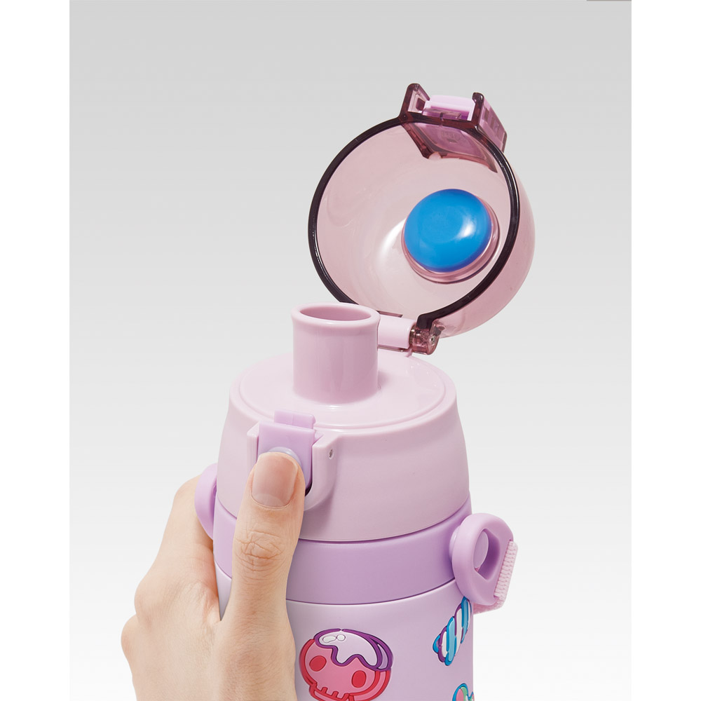 スケーター 水筒 立体プリント キッズ ワンタッチ 直飲み ステンレス 480ml かわいい skater SDPV5 クロミ クロミちゃん サンリオ 女の子 女子【保育園 幼稚園 ロック付き 保冷 ダイレクト ベルト付き プレゼント】