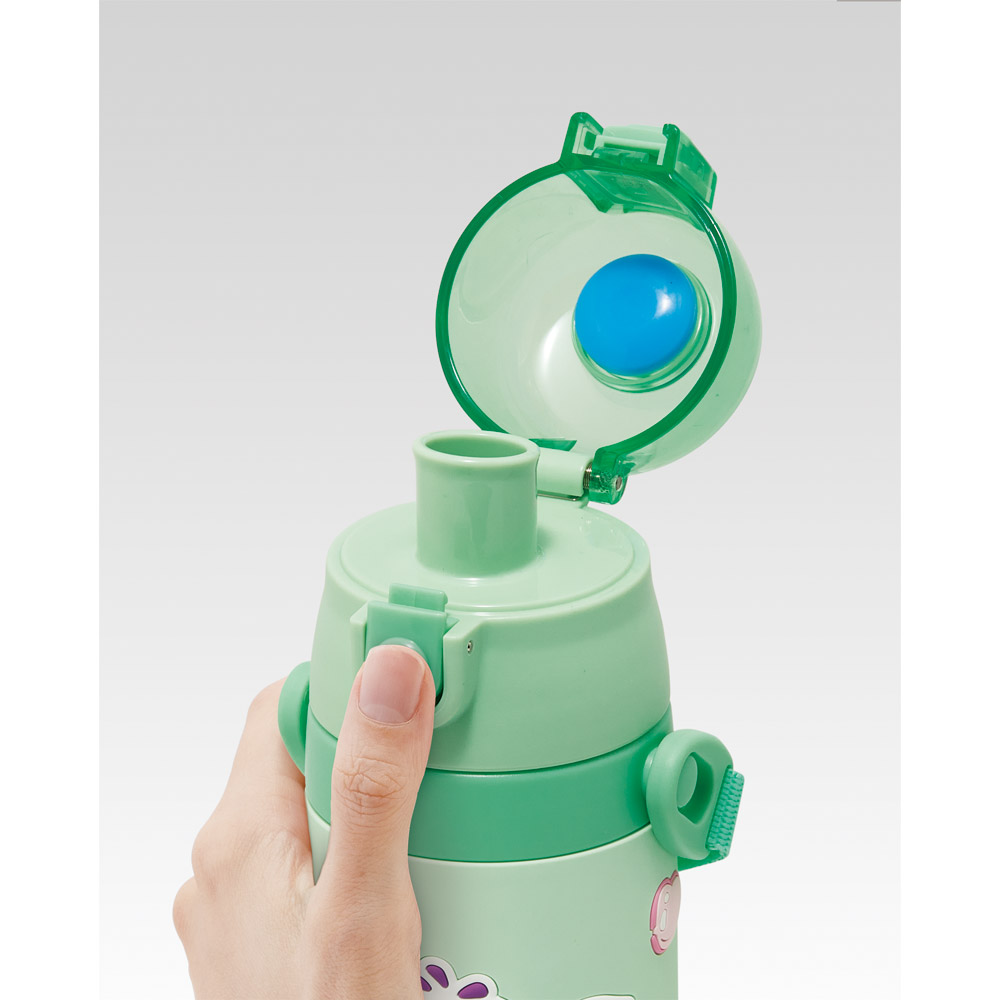 スケーター 水筒 立体プリント キッズ ワンタッチ 直飲み ステンレス 480ml かわいい skater SDPV5 ポチャッコ サンリオ 女の子 男の子【保育園 幼稚園 ロック付き 保冷 ダイレクト ベルト付き プレゼント】