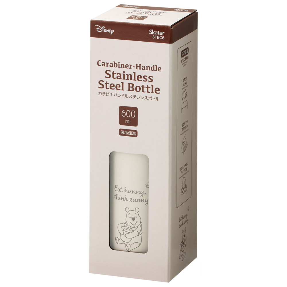 スケーター 水筒 600ml カラビナ ハンドル ステンレス ボトル 保温 保冷 キッズ 子供 STBC6 くまのプーさん プーさん Pooh 女性 レディース【キャラクター こども 真空二重構造 水分補給】