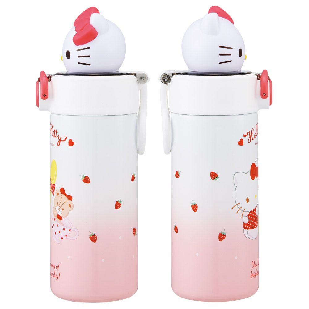 スケーター 水筒 ステンレス マスコット付き ストロー ボトル 420ml 手提げ リング 子供 skater STBM4 キティ ハローキティ キティちゃん サンリオ 女の子【ストロー飲み ストロータイプ 子ども こども かわいい】