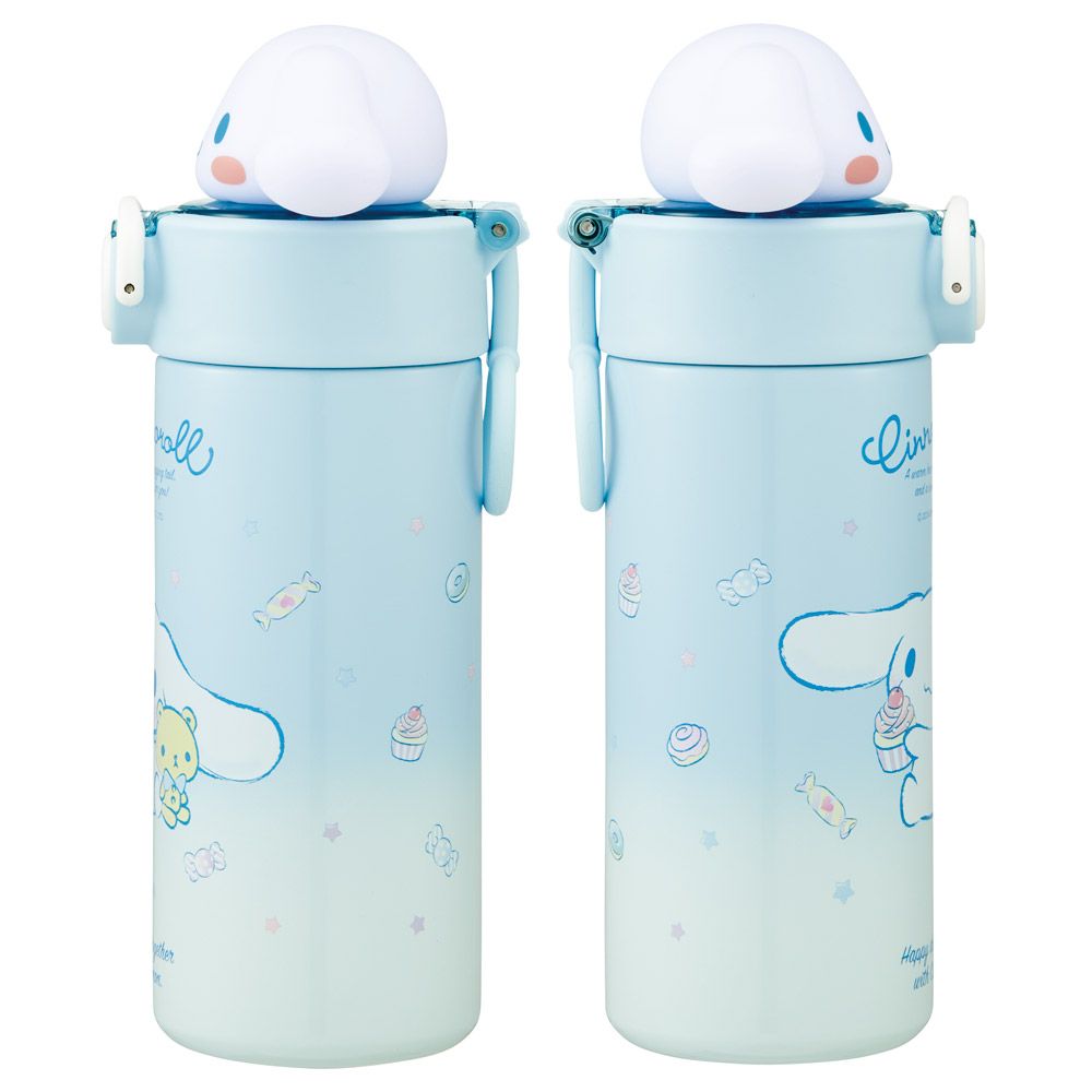 スケーター 水筒 ステンレス マスコット付き ストロー ボトル 420ml 手提げ リング 子供 skater STBM4 シナモロール シナモン サンリオ 女の子 女子【ストロー飲み ストロータイプ 子ども こども かわいい】