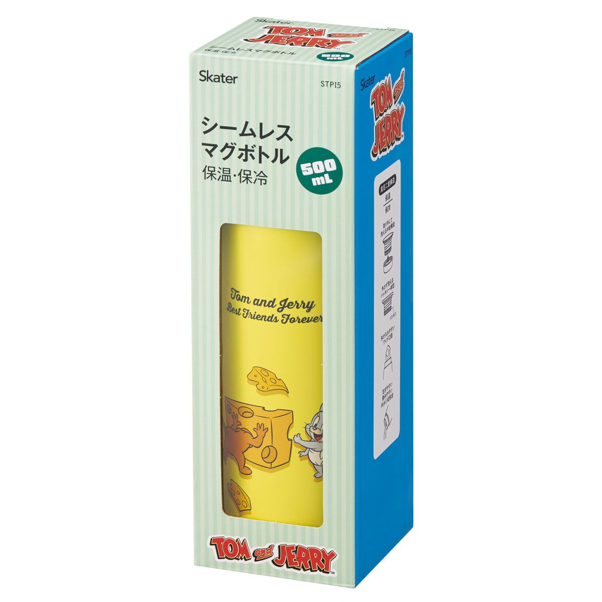 スケーター シームレス マグ ボトル 500ml ステンレス 水筒 保温 保冷 直飲み skater STPI5 トムとジェリー CUTE トム&ジェリー 男の子 女の子【保冷保温 ステンボトル ステンレスボトル パッキン一体型】