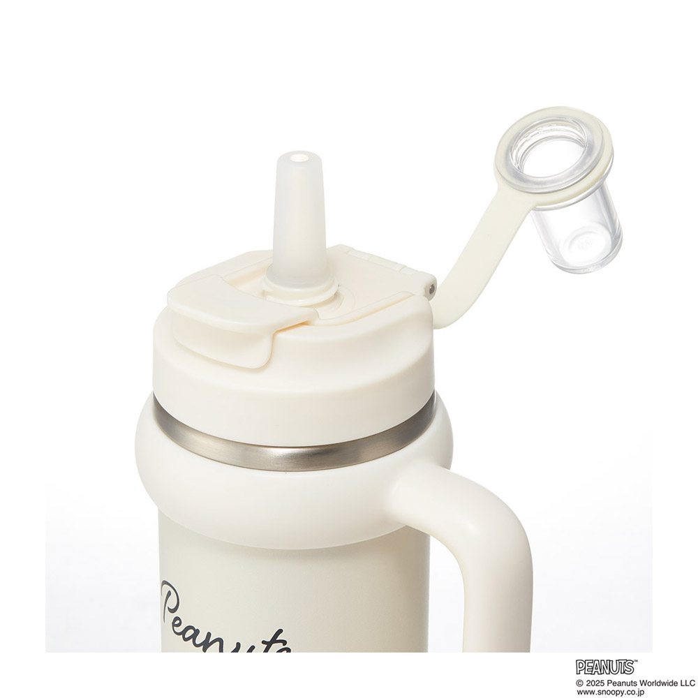 スケーター ハンドル付 タンブラー 830ml ストロー ステンレス ボトル 保温 保冷 直飲み 2WAY skater STSTB9 スケーター スヌーピー バッジ SNOOPY ピーナッツ【子供 キッズ 大人 真空二重構造 持ち手付き】