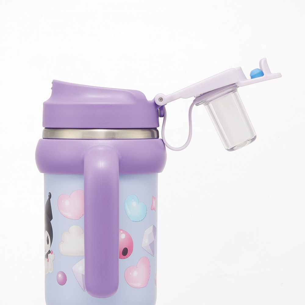 スケーター ハンドル付 タンブラー 830ml ストロー ステンレス ボトル 保温 保冷 直飲み 2WAY skater STSTB9 クロミ クロミちゃん サンリオ 女の子 女子【子供 キッズ 大人 真空二重構造 持ち手付き】