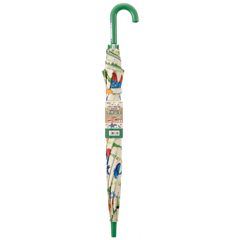 【送料無料】子供 傘 55cm 晴雨兼用 ジャンプ式 ジャンプ傘 8歳 9歳 10歳 小学校 小学生 通学 スケーター UBSR3 ディノサウルス 恐竜 ダイナソー 男の子 男子 【 レイン】