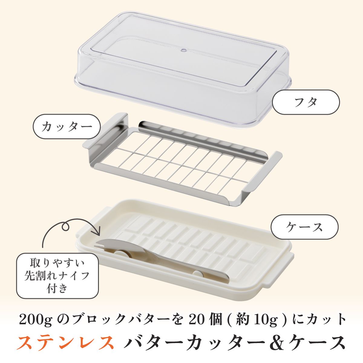 【送料無料】バターカッター&バターケース(バターナイフ付き) ベーシック/BTG2DXNN_4973307597299