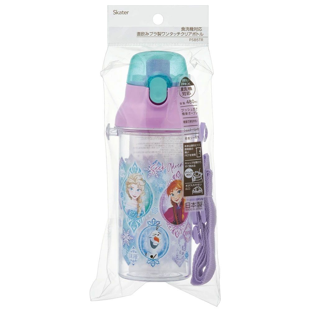 【送料無料】水筒 キッズ ワンタッチ プラスチック 直飲み クリア ボトル 480ml skater スケーター PSB5TR 透明 アナと雪の女王 25年 アナ雪 ディズニー 女の子 女子