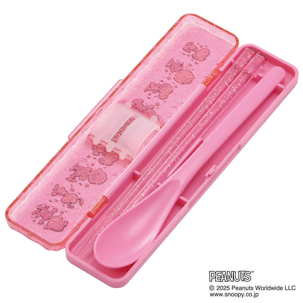 【メール便対象品】 スケーター お箸 スプーン セット キラキラ ダイヤカット 食洗機対応 カトラリー お弁当 skater CCS3SAD スヌーピー SNOOPY ピーナッツ PEANUTS 75th_dancing【コンビ おはし 子供 箸 箸ケース ランチ】