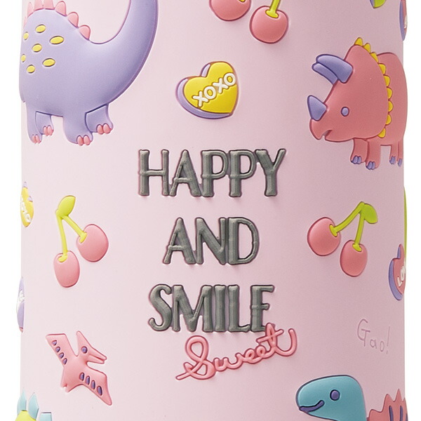 立体プリント 水筒 キッズ ワンタッチ 直飲み ステンレス 480ml おしゃれ かわいい スケーター SDPV5 ハッピー&スマイル 恐竜