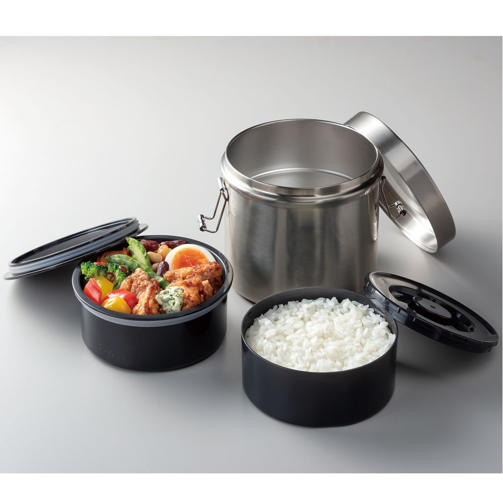 【送料無料】抗菌 保温 ステンレスランチジャー　弁当箱 真空 ステンレス ランチボックス 総容量 820ml セパレート設計 スケーター STLB3DXAG