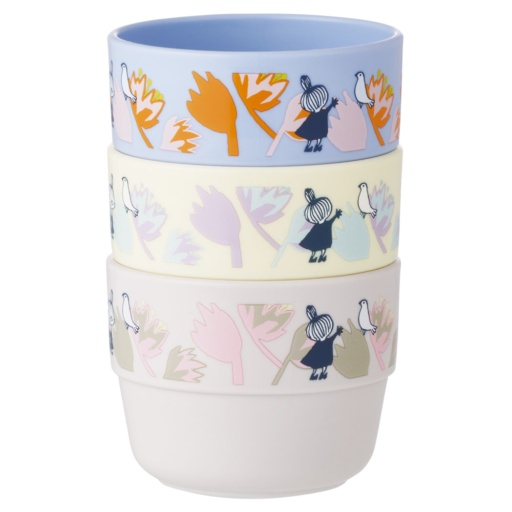 スケーター コップ 3個 セット スタッキング キャラクター 子供 キッズ プラスチック skater KS31 ムーミン Moomin リトルミイ フラワー【割れにくい うがい 幼児 食器 カップ かわいい 子ども】