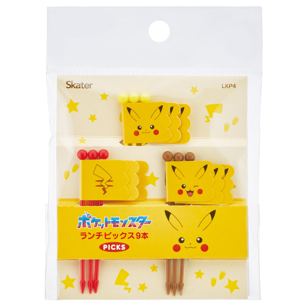 【メール便対象品】 スケーター ランチピックス 9本入 3柄×3本入 セット お弁当ピック お弁当 ランチ ピック skater LKP4 ポケットモンスター ポケモン ピカチュウ フェイス 25年【旗 串 デコ弁 ピックス かわいい 弁当 子供】