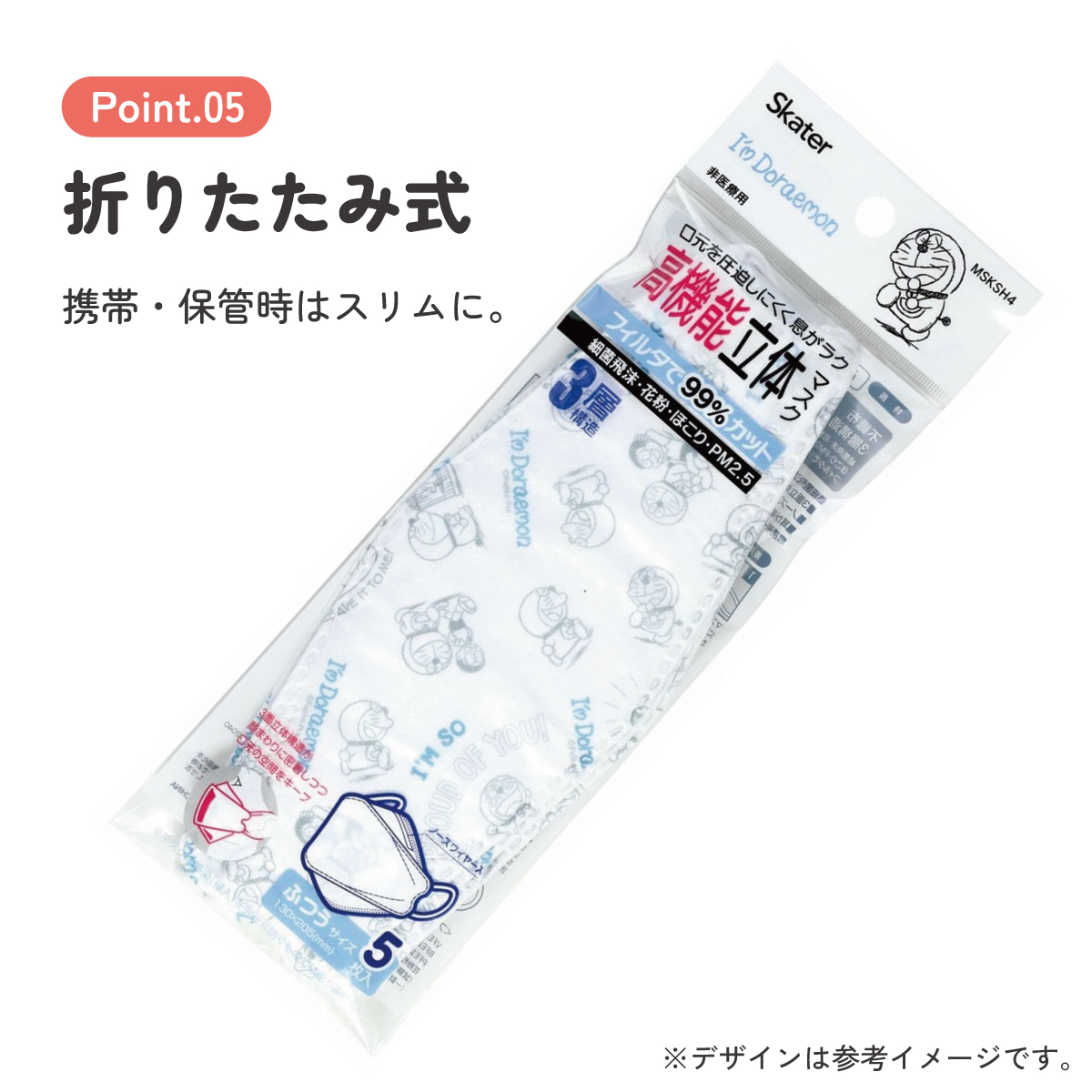 【メール便対象品】 99% カット マスク 不織布 大人 用 高機能 立体 5枚入り 韓国マスク キャラクター スケーター MSKSH4【かわいい 呼吸しやすい 口につかない 口紅 口紅がつかない 立体ドラえもん どらえもん 男の子 女の子 男子 女子】