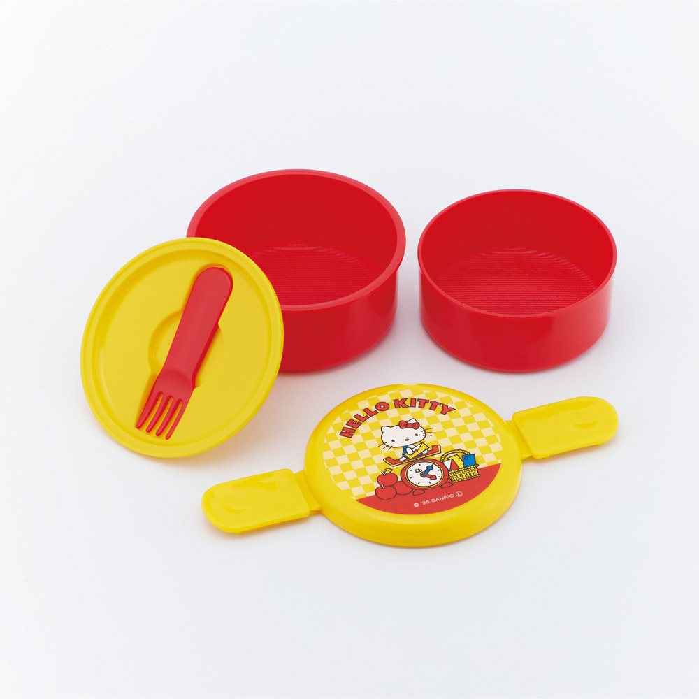 スケーター お弁当箱 二段 500ml 電子レンジ対応 丸型 かわいい キャラクター 子供 skater ONWR1 ハローキティ レトロ 25年 キティちゃん サンリオ 女の子【弁当箱 コンパクト ランチボックス 小学生 幼稚園 小さめ 幼児】