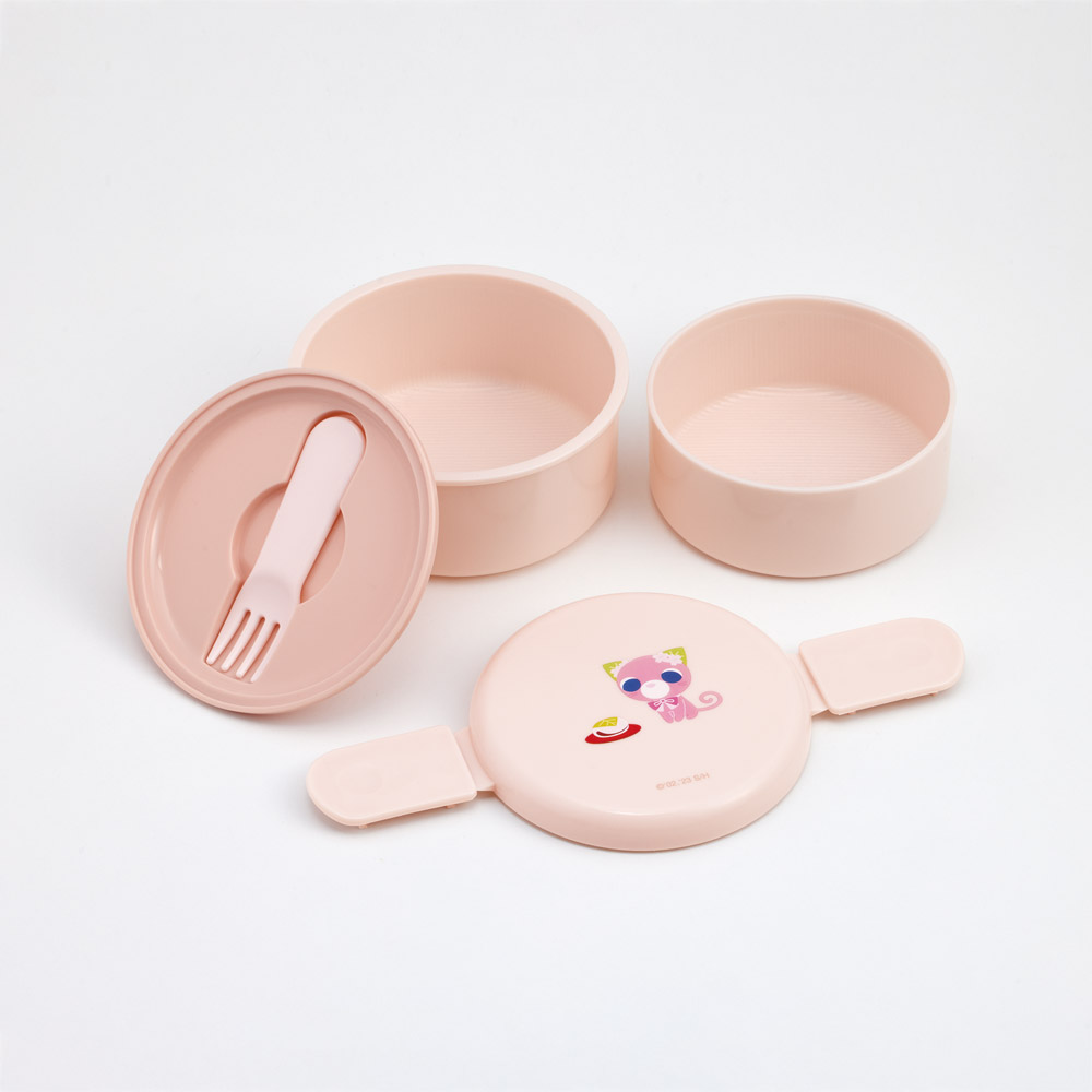スケーター お弁当箱 二段 500ml 電子レンジ対応 丸型 かわいい キャラクター 子供 skater ONWR1 サクラ さくら茶猫 お茶犬 グッズ