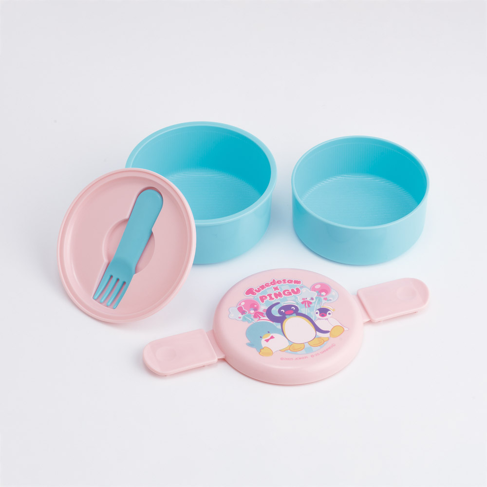 スケーター お弁当箱 二段 500ml 電子レンジ対応 丸型 かわいい キャラクター 子供 skater ONWR1 ピングー×タキシードサム ペンギン サンリオ【弁当箱 コンパクト ランチボックス 小学生 幼稚園 小さめ 幼児】