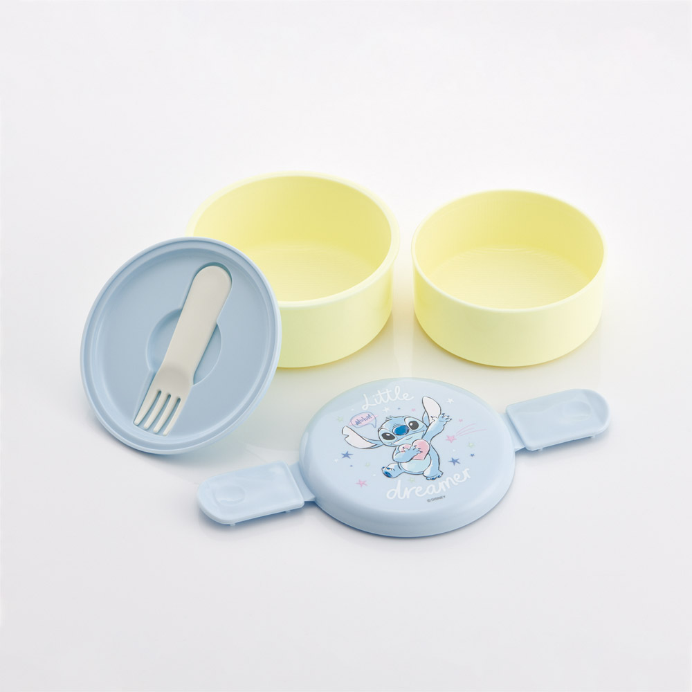 スケーター お弁当箱 二段 500ml 電子レンジ対応 丸型 かわいい キャラクター 子供 skater ONWR1 リロ&スティッチ スティッチ ハグ ディズニー 男子 女子【弁当箱 コンパクト ランチボックス 小学生 幼稚園 小さめ 幼児】