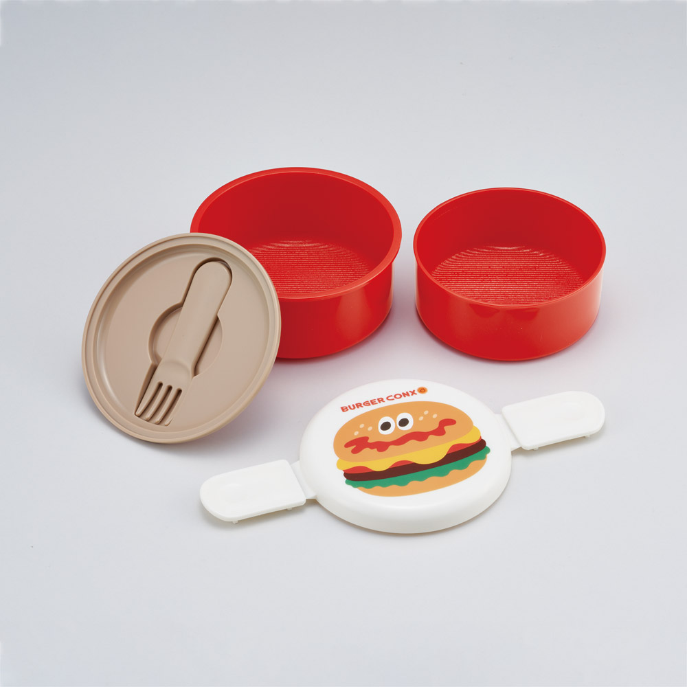 スケーター お弁当箱 二段 500ml 電子レンジ対応 丸型 かわいい キャラクター 子供 skater ONWR1 バーガーコンクス BURGER CONX 男の子 女の子【弁当箱 コンパクト ランチボックス 小学生 幼稚園 小さめ 幼児】