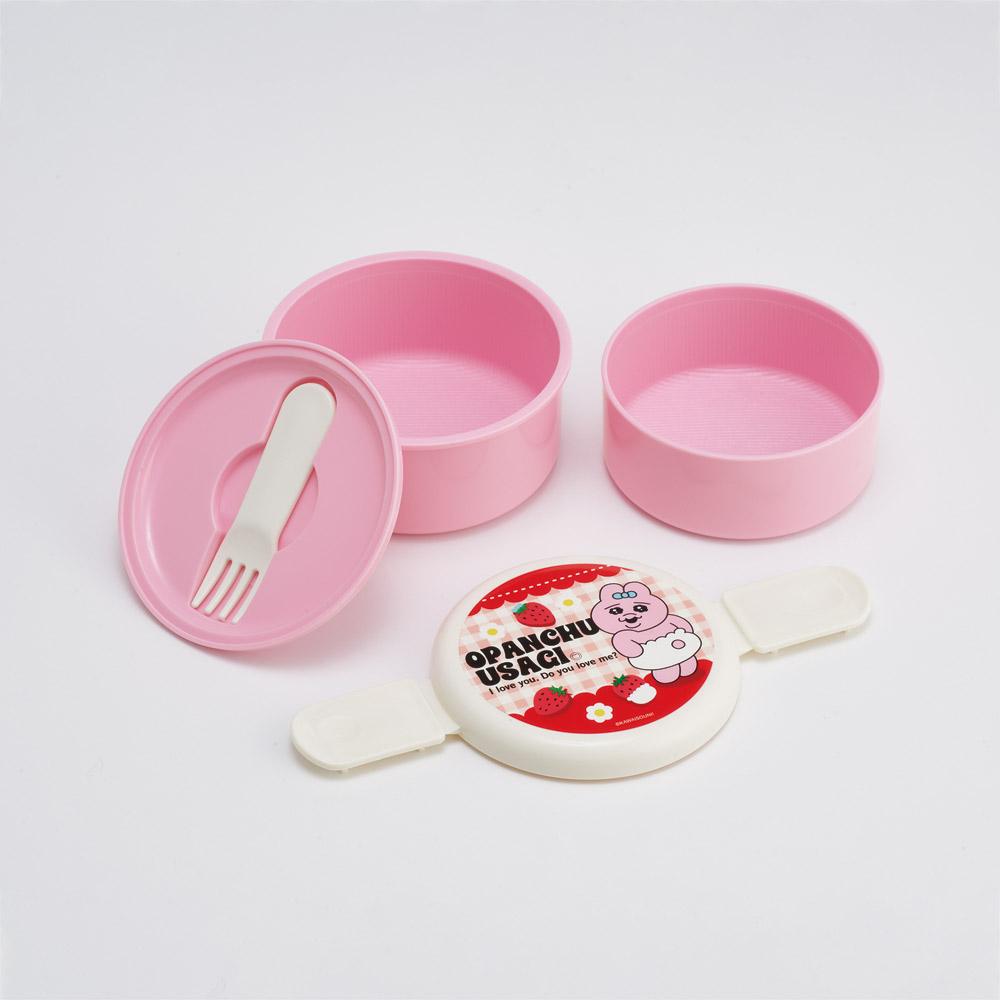 スケーター お弁当箱 二段 500ml 電子レンジ対応 丸型 かわいい キャラクター 子供 skater ONWR1 おぱんちゅうさぎ いちご おパンチュウサギ ストロベリー【弁当箱 コンパクト ランチボックス 小学生 幼稚園 小さめ 幼児】