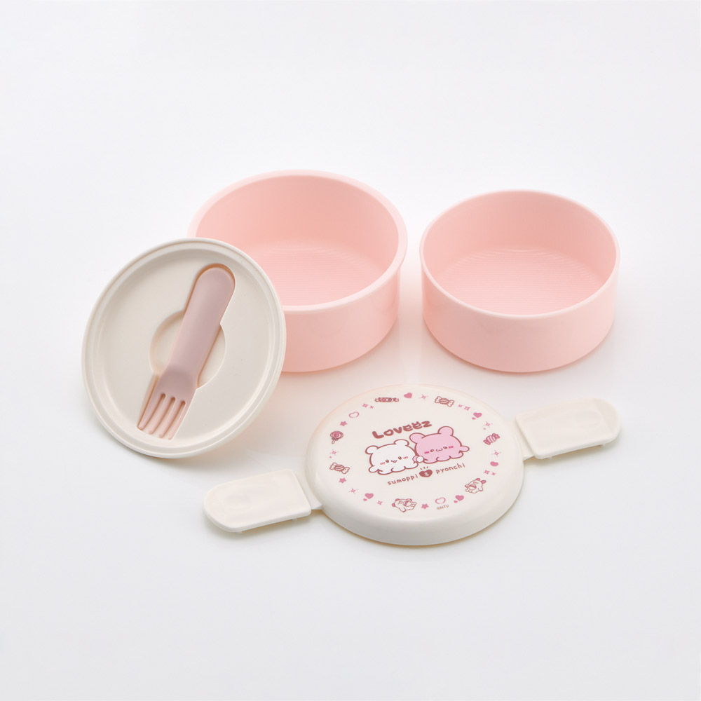 抗菌丸型ランチボックス 2段/500ml らぶい~ず/ONWR1AG_4973307707346