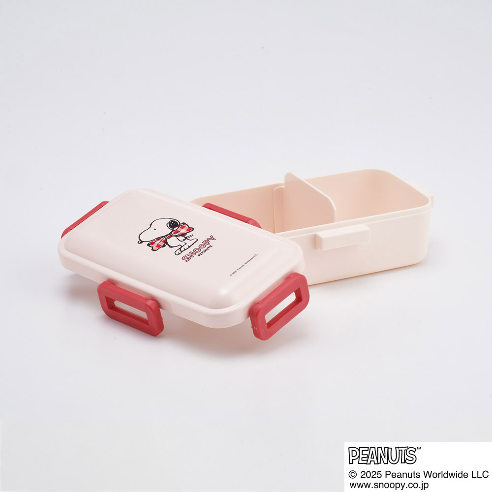 スケーター 弁当箱 530ml 大人 一段 仕切り 食洗機 レンジ 対応 日本製 ランチボックス skater PFLB6 スヌーピー SNOOPY リボン ピーナッツ 女性 レディース【レディース 4点ロック お弁当箱 ドーム型 1段 食洗機OK】