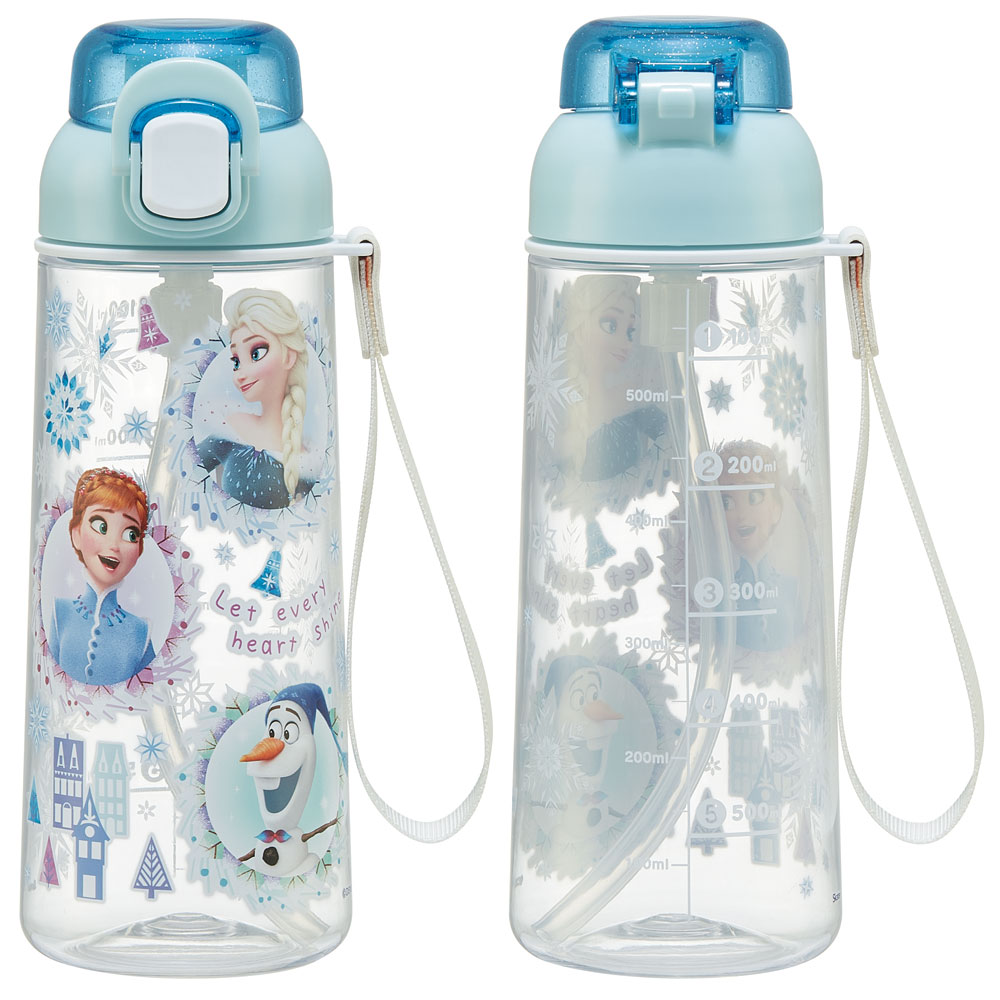 【送料無料】ワンプッシュ ストロー ボトル 水筒 630ml 透明 クリア 子供 キッズ かわいい スケーター skater PSHPO6 アナと雪の女王 アナ雪 ディズニー 女の子 女子