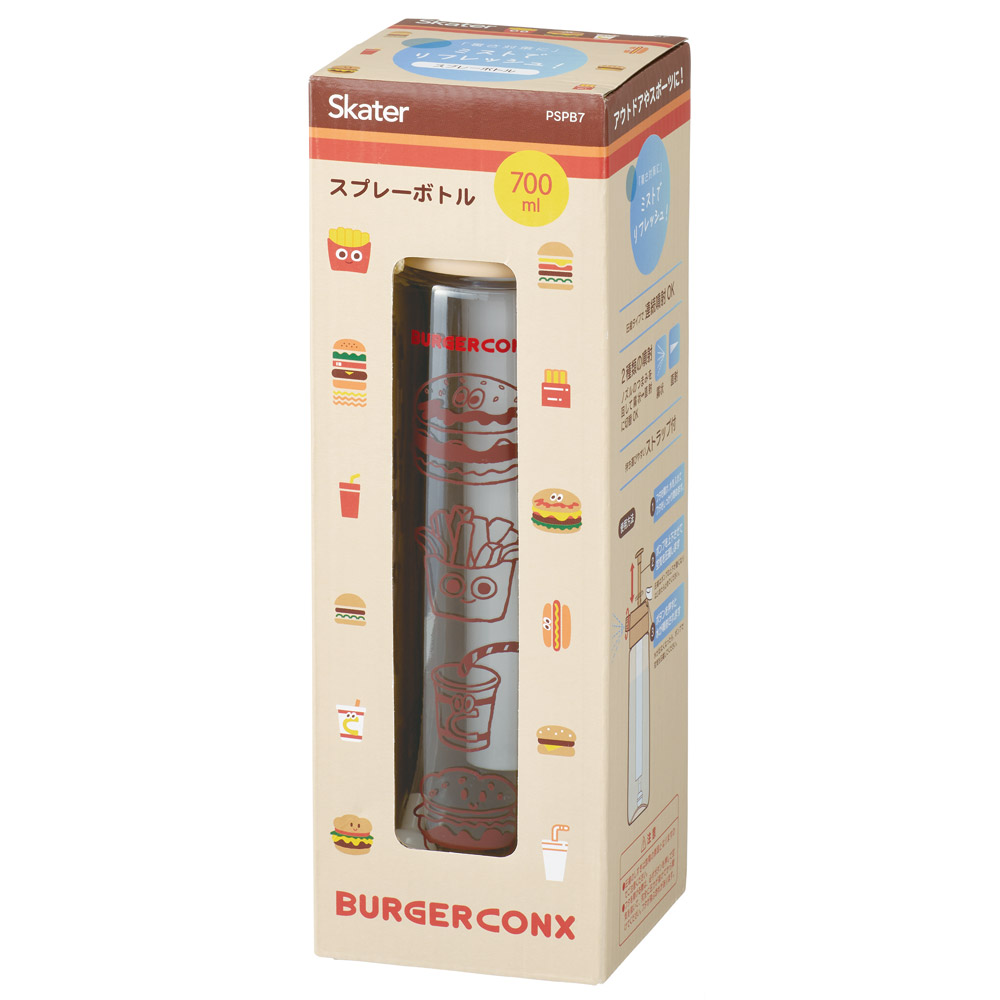 スプレー ボトル 700ml ミスト 圧縮 タイプ 噴射 霧 水 暑さ 対策 スケーター skater PSPB7 バーガーコンクス BURGER CONX 男の子 女の子【アウトドア スポーツ レジャー】