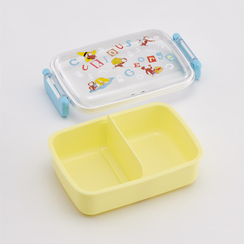 おかずがつぶれにくい ふわっとフタお弁当箱(角型) 1段/450ml おさるのジョージ アルファ/RBF3AN_4973307718809