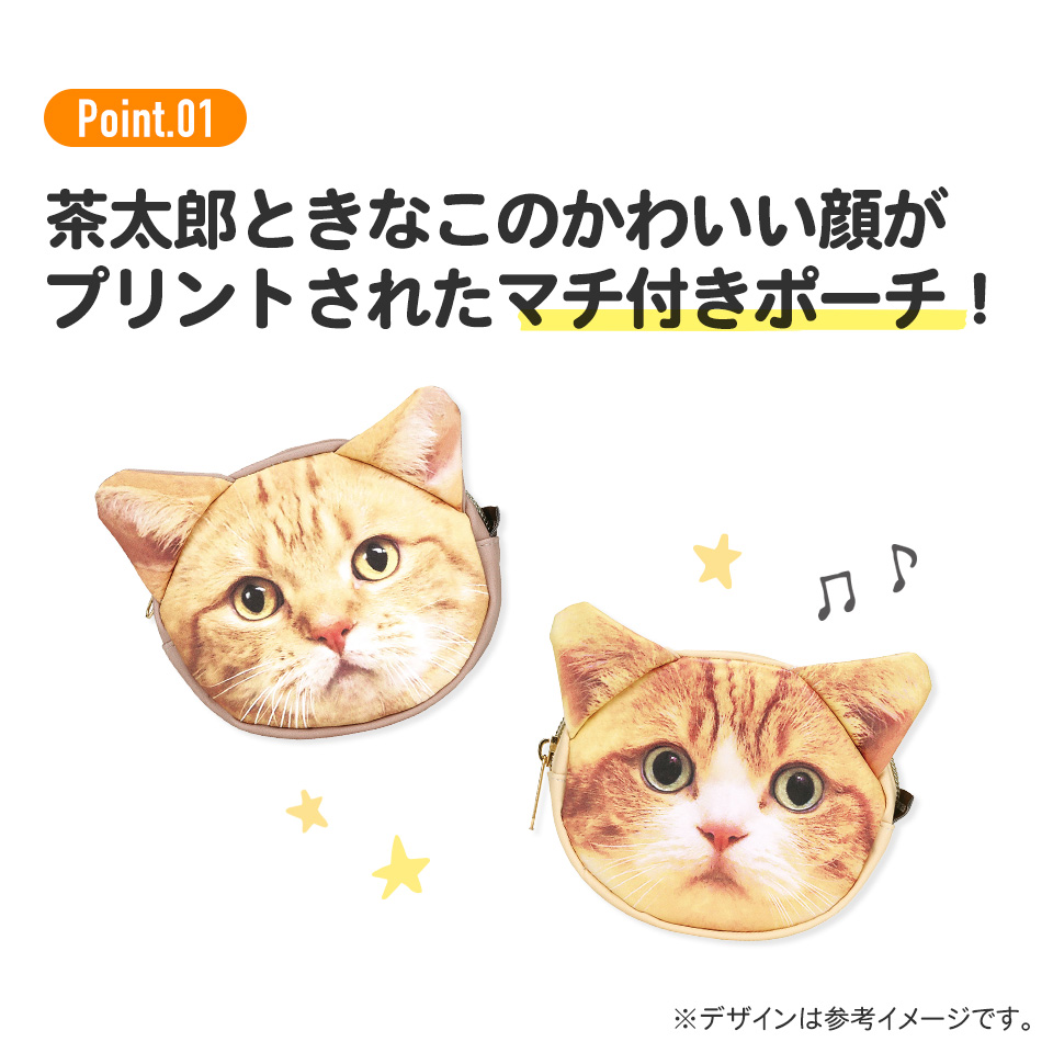 ダイカット ポーチ 小物入れ 収納 フェイス 顔 マチあり ファスナー skater スケーター ZDPF1 茶太郎 きなこ 短足兄妹 猫 ネコ 男子 女子【マチ かわいい 可愛い 小物 子供】