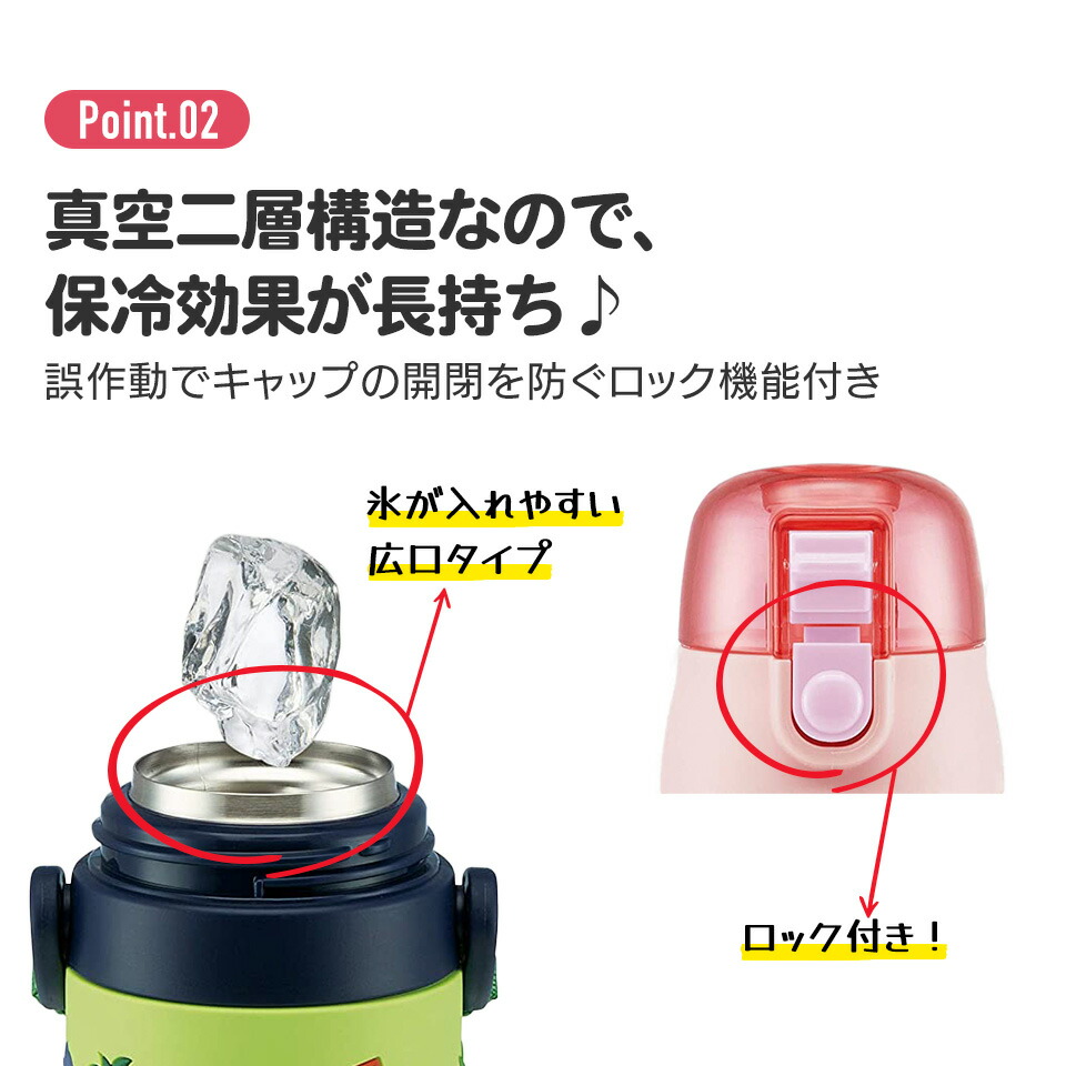 立体プリント 水筒 キッズ ワンタッチ 直飲み ステンレス 480ml おしゃれ かわいい スケーター SDPV5