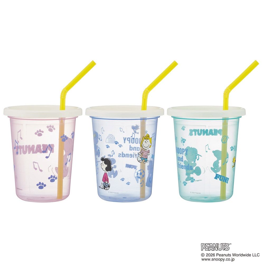 スケーター ストロー付きタンブラー 3個セット プラスチック 蓋付き ふた付き コップ skater SIH3ST スヌーピー SNOOPY ピーナッツ 女性 レディース【タンブラー プラスチック コップ 子供 キャラクター グッズ ミニ】