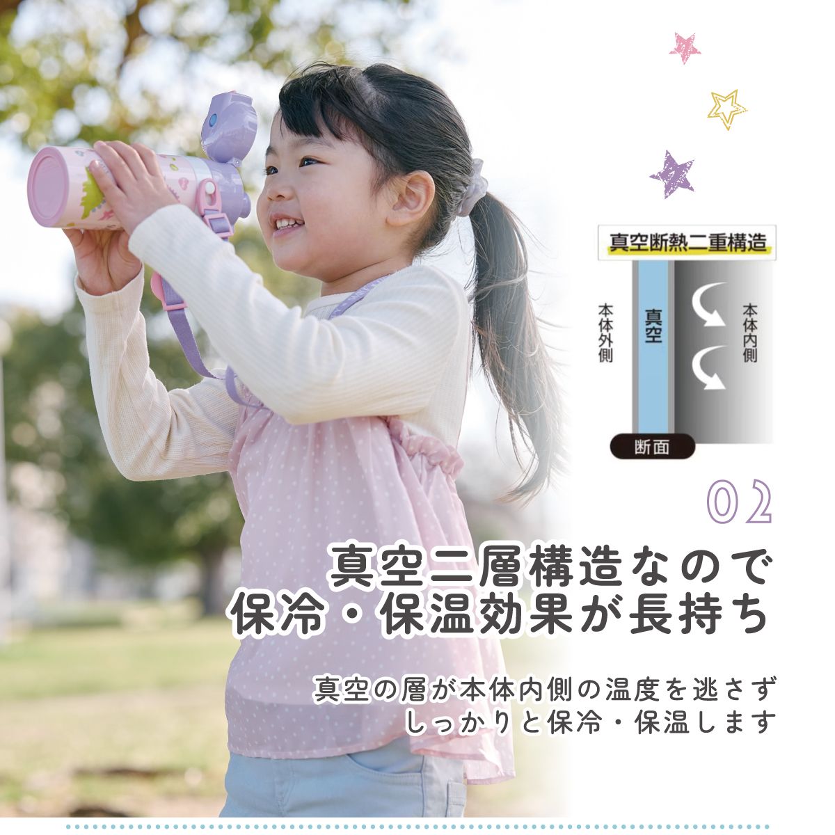 2WAYステンレスボトル 350ml/420mlくまのがっこう/SKDC3_4973307617591