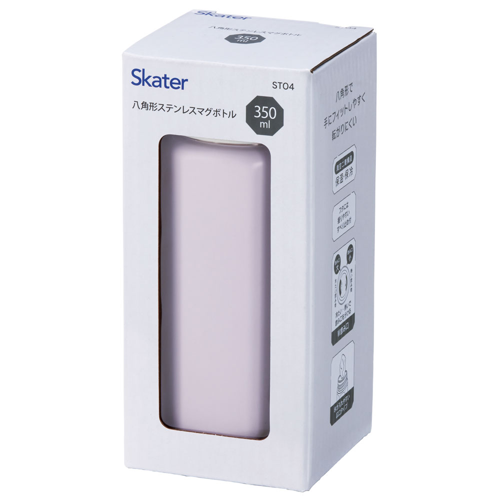 八角形 ステンレス マグ ボトル 水筒 350 350ml 直飲み 保温 保冷 おしゃれ スケーター skater STO4 セピア カラー ラベンダー