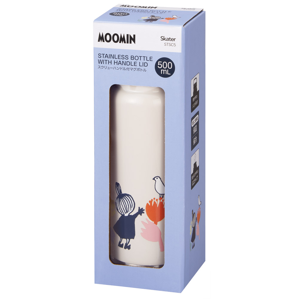 スケーター ステンレス マグボトル 水筒 500ml 保温 保冷 保温保冷 直飲み 500 skater STSC5 ムーミン Moomin リトルミイ フラワー【保冷保温 スクリューハンドル付き マイボトル おしゃれ】