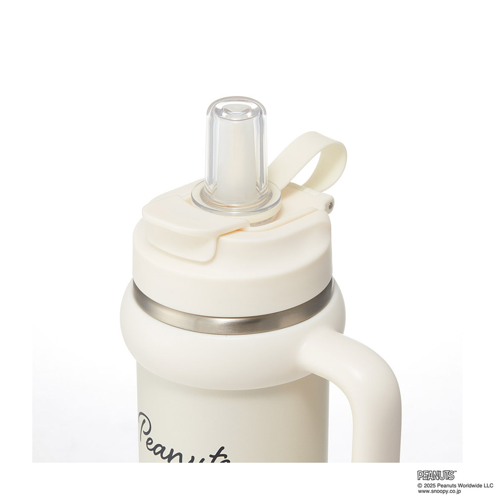スケーター ハンドル付 タンブラー 830ml ストロー ステンレス ボトル 保温 保冷 直飲み 2WAY skater STSTB9 スケーター スヌーピー バッジ SNOOPY ピーナッツ【子供 キッズ 大人 真空二重構造 持ち手付き】