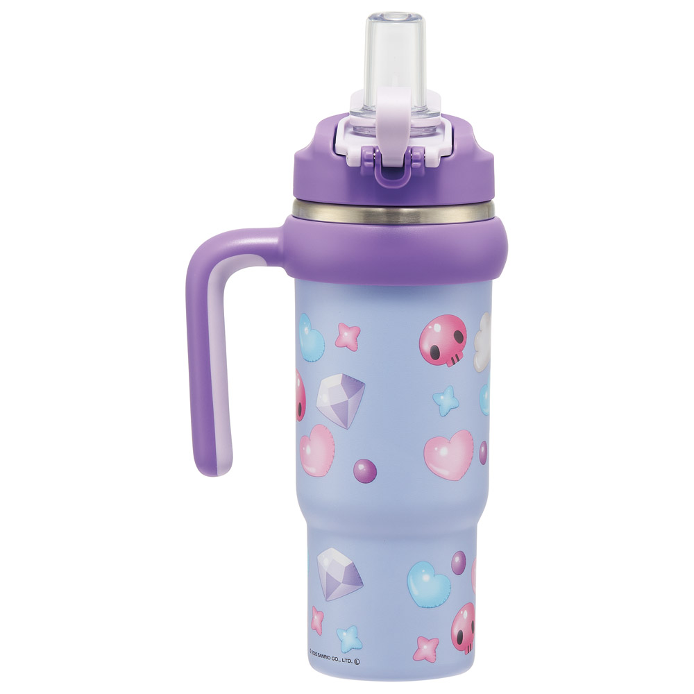 スケーター ハンドル付 タンブラー 830ml ストロー ステンレス ボトル 保温 保冷 直飲み 2WAY skater STSTB9 クロミ クロミちゃん サンリオ 女の子 女子【子供 キッズ 大人 真空二重構造 持ち手付き】