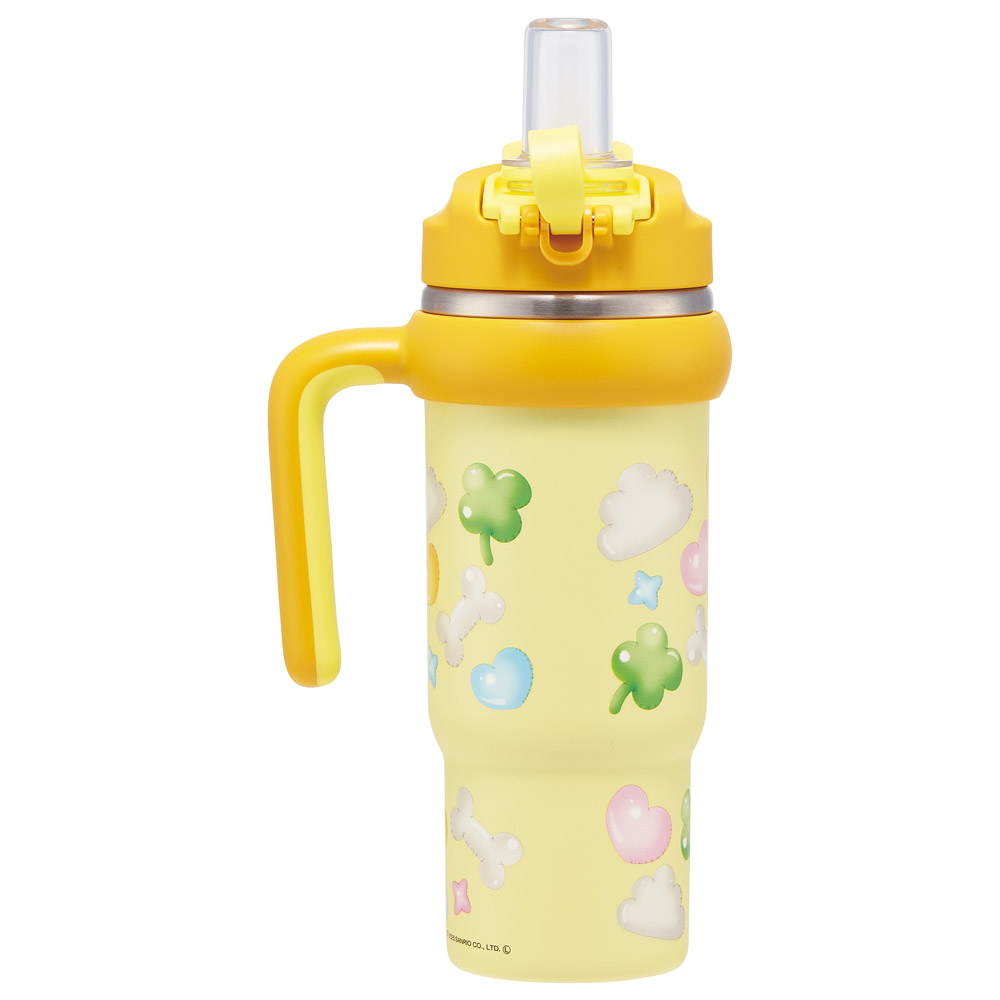 スケーター ハンドル付 タンブラー 830ml ストロー ステンレス ボトル 保温 保冷 直飲み 2WAY skater STSTB9 ポムポム プリン サンリオ 女の子 男の子 女子【子供 キッズ 大人 真空二重構造 持ち手付き】