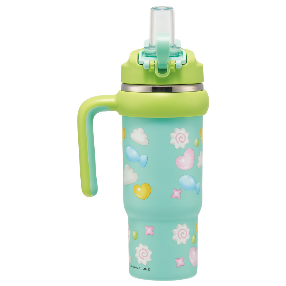 スケーター ハンドル付 タンブラー 830ml ストロー ステンレス ボトル 保温 保冷 直飲み 2WAY skater STSTB9 はんぎょどん ハンギョドン 男の子 女の子【子供 キッズ 大人 真空二重構造 持ち手付き】