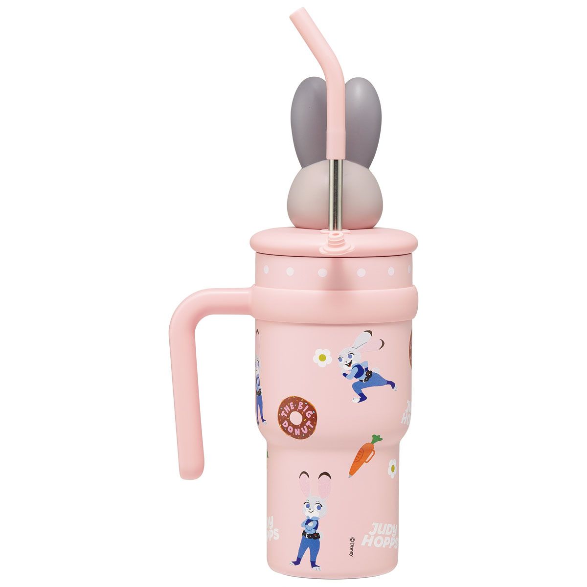 スケーター ハンドル付き ストロー タンブラー 700ml 保冷 専用 マスコット付き skater STSTBM7 ズートピア ジュディ ディズニー【子供 キッズ 大人 真空二重構造 持ち手付き】