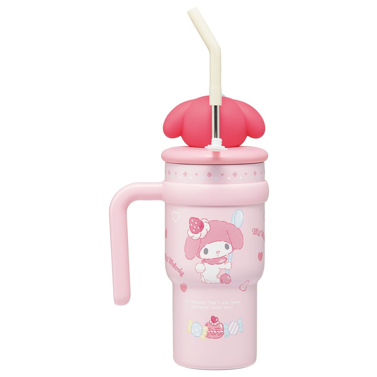 スケーター ハンドル付き ストロー タンブラー 700ml 保冷 専用 マスコット付き skater STSTBM7 マイメロディ マイメロ サンリオ 女の子 女子【子供 キッズ 大人 真空二重構造 持ち手付き】