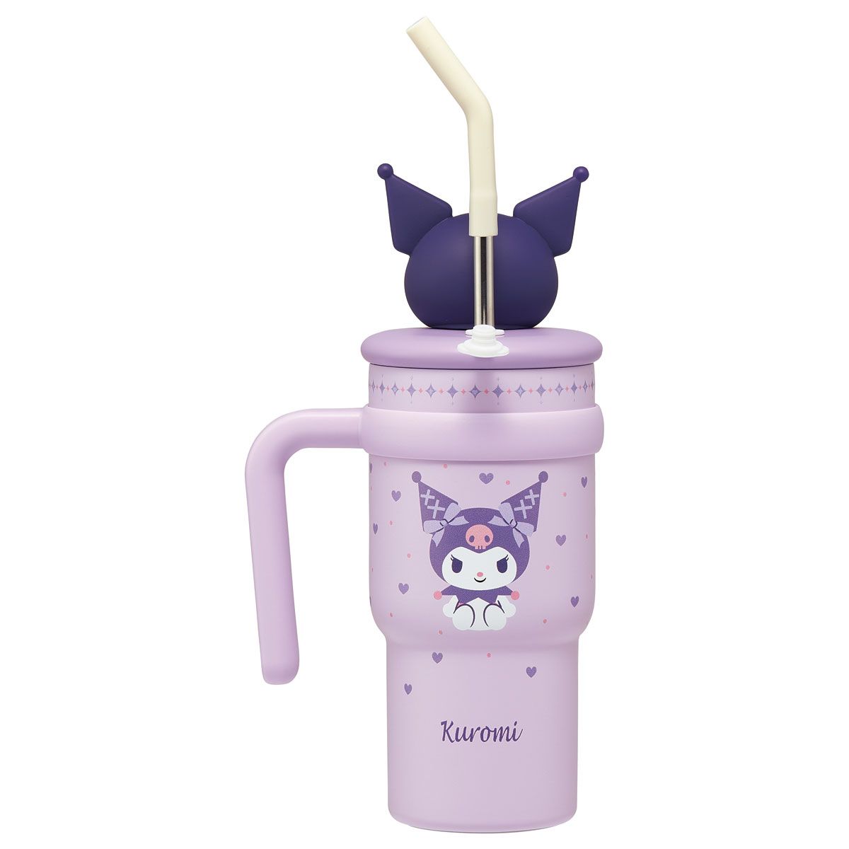 スケーター ハンドル付き ストロー タンブラー 700ml 保冷 専用 マスコット付き skater STSTBM7 クロミ クロミちゃん サンリオ 女の子 女子【子供 キッズ 大人 真空二重構造 持ち手付き】