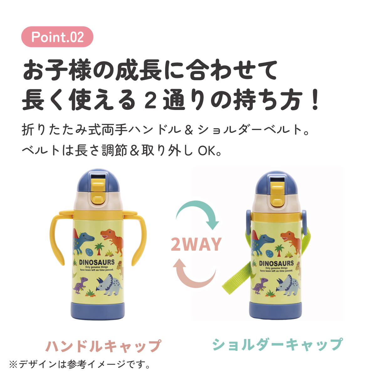 【送料無料】超軽量2WAYストローステンマグ 350ml ディノサウルス ピクチャ/STWM3N_4973307642586