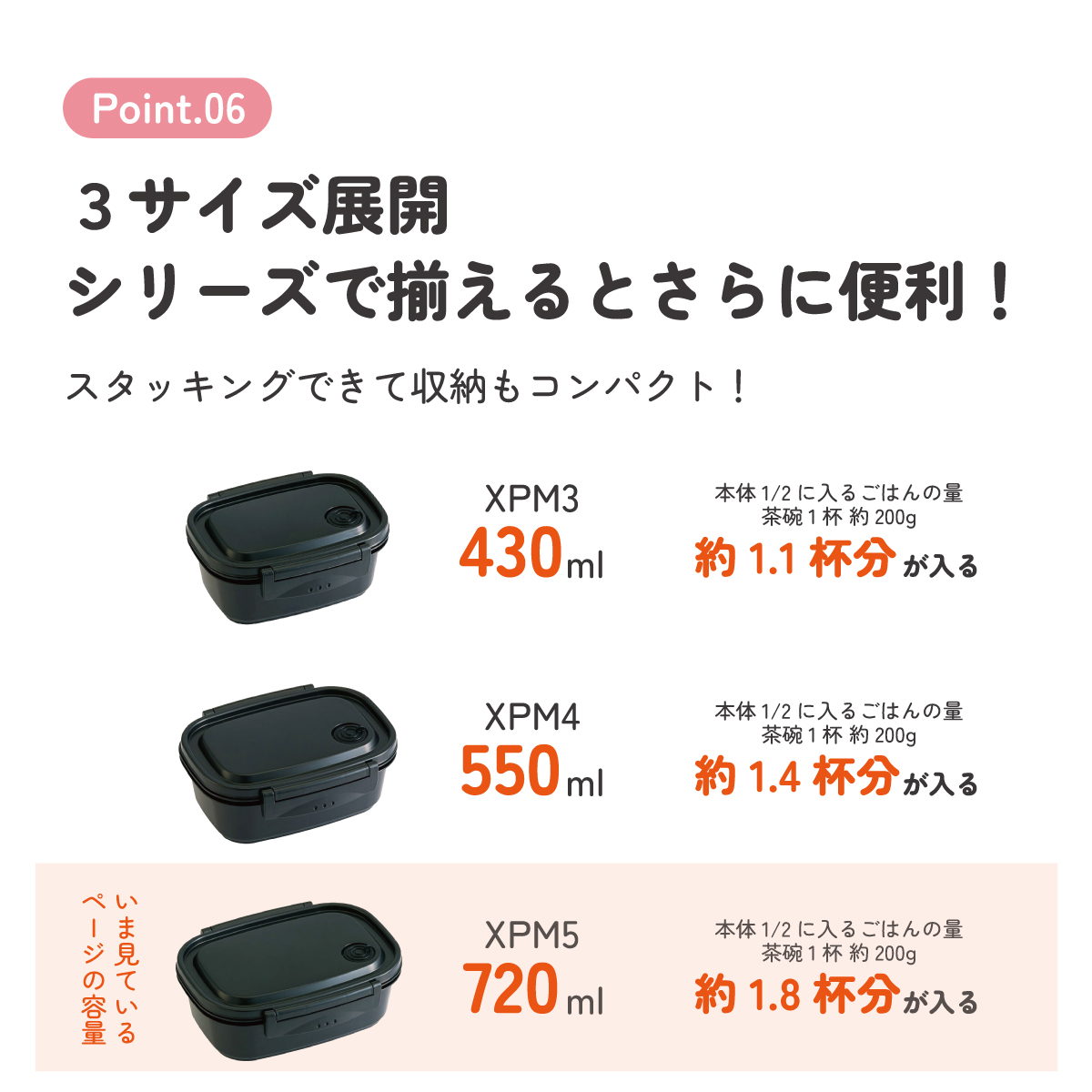 ラク軽弁当箱(L) 1段/720mlブラック/XPM5_4973307496288