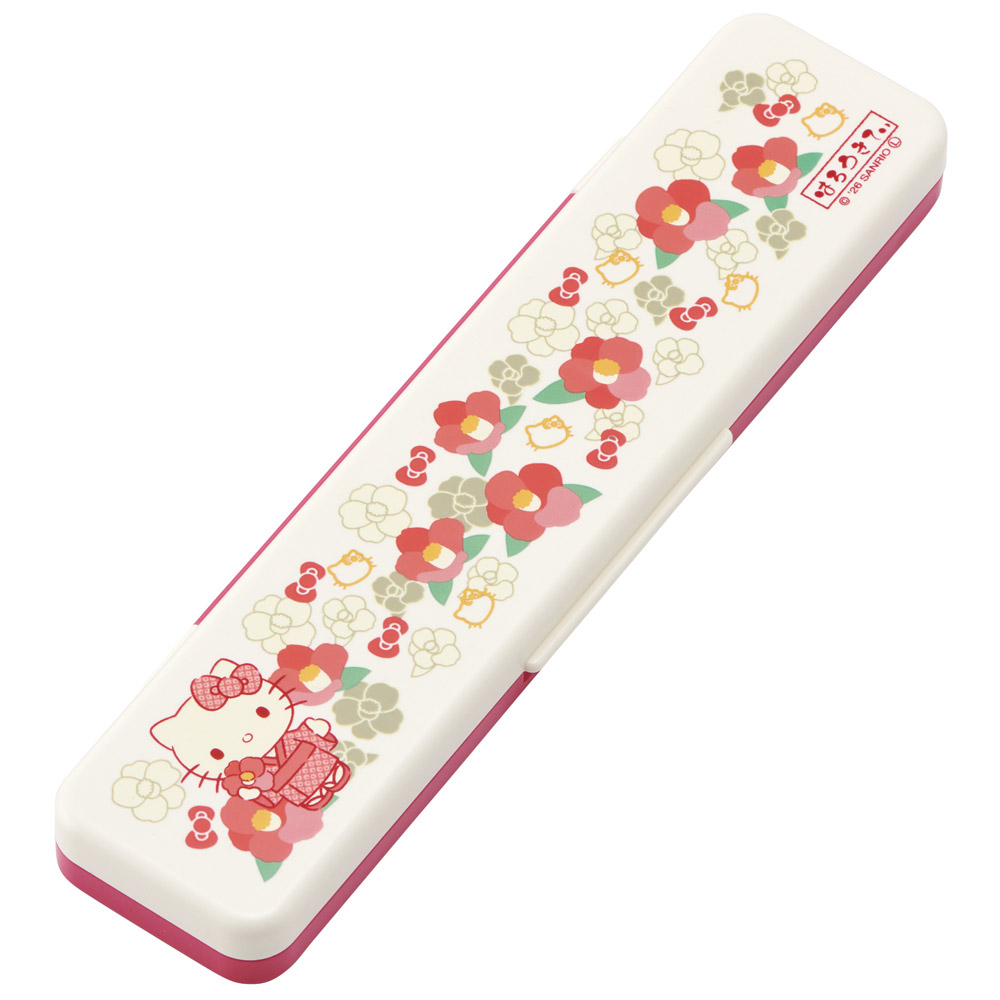スケーター 箸 スプーンセット お弁当 カトラリーセット 日本製 食洗機対応 大人 skater CCS3SA キティ ハローキティ キティちゃん サンリオ 和柄 和風 椿 女の子 和【おはしセット お箸セット 子供 箸ケース 食洗機】