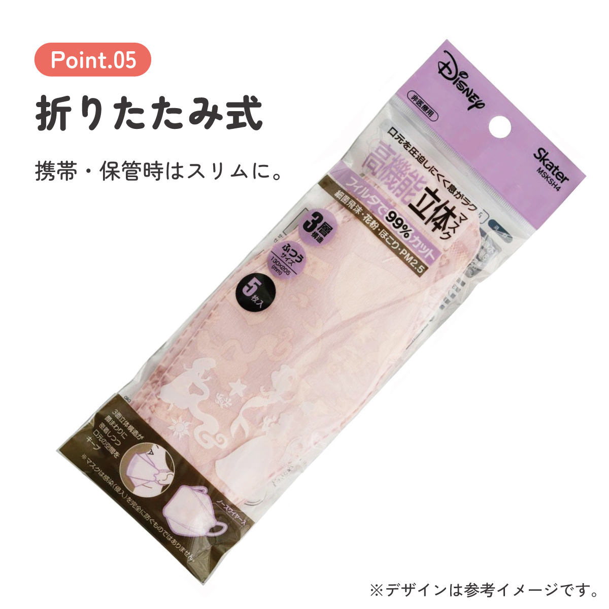 【メール便対象品】 99% カット マスク 不織布 大人 用 高機能 立体 5枚入り 韓国マスク キャラクター スケーター MSKSH4【かわいい 呼吸しやすい 口につかない 口紅 口紅がつかない 立体ディズニー プリンセス シンデレラ 女の子 女子】