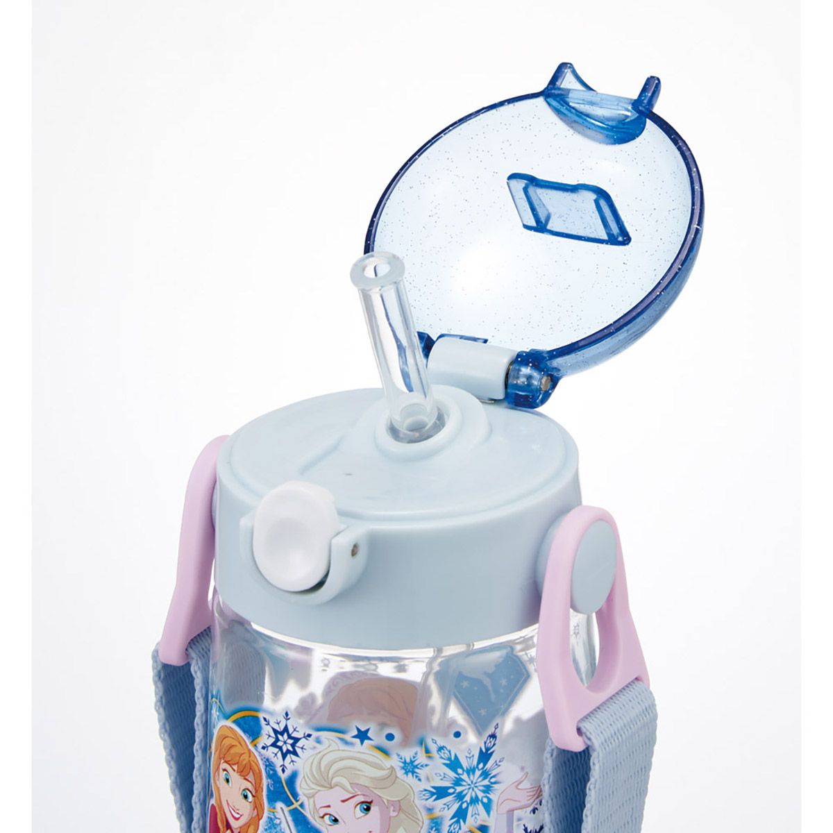 スケーター 水筒 キッズ ワンタッチ プラスチック ストロー ボトル クリア 480ml プラ水筒skater PDSH5 アナと雪の女王 27年 アナ雪 ディズニー 女の子【キャラクター 子供 かわいい ワンプッシュ 軽量 ショルダー】